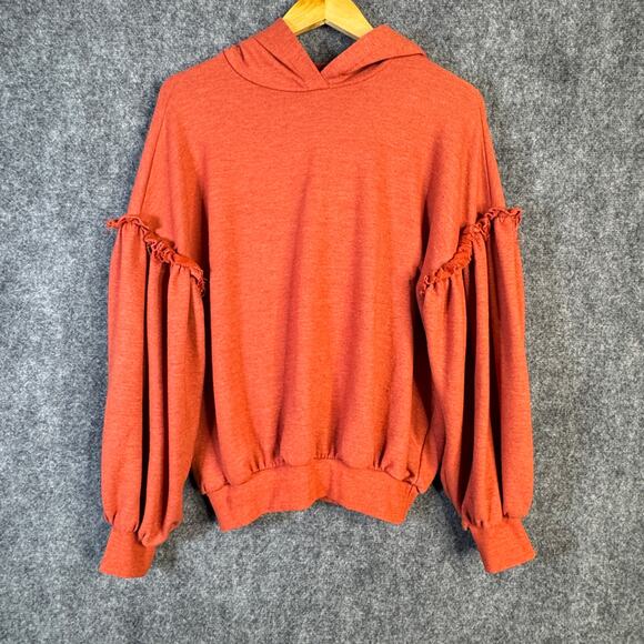 Adriano Goldschmied‎ Deegan Sweatshirt Womens Medium Rust Brown Hoodie Boho - Picture 2 of 12